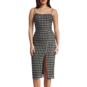 Dress the Population Shaireen Plaid Bodycon Midi Dress Black size Large